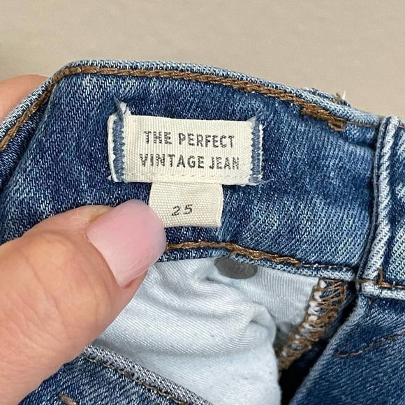 Madewell The Perfect Vintage Distressed Frayed Hem Cropped Jeans Parnell Wash 25 - Picture 13 of 15